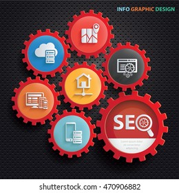 
SEO development concept design,gear info graphic,vector