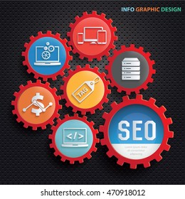 
SEO development concept design,gear info graphic,vector
