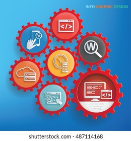 
SEO development concept design,gear info graphic,vector