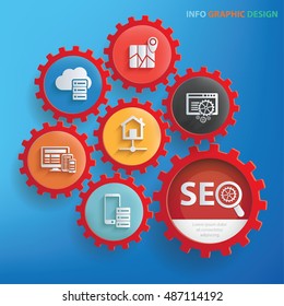 
SEO development concept design,gear info graphic,vector