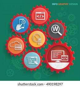 
SEO development concept design,gear info graphic,vector