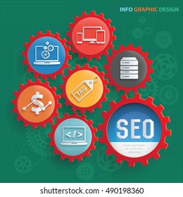 
SEO development concept design,gear info graphic,vector