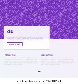 SEO and development concept with thin line icons. Vector illustration for banner, web page, print media with place for text.