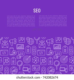 SEO and development concept with thin line icons. Vector illustration for banner, web page, print media.