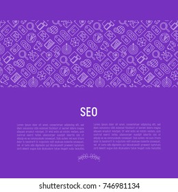 SEO and development concept with thin line icons. Vector illustration for banner, web page, print media.