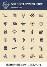 SEO development, data network icon set, vector