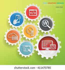SEO development design,gear info graphic on clean background,vector
