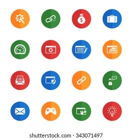 SEO and development flat icons for media