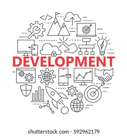 SEO and development icon set. Set of business icons for internet marketing and services.