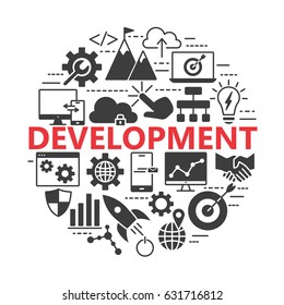 SEO and development icon set. Set of business icons for internet marketing and services.