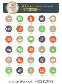 SEO development icon set design,clean vector