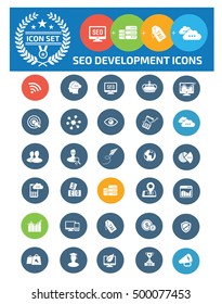 
SEO development icon set. vector