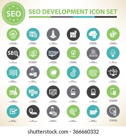 SEO and Development icon set,clean vector