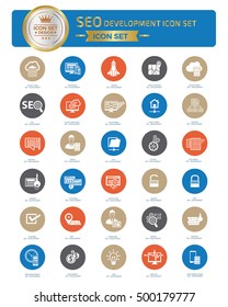 SEO development icon set,clean vector