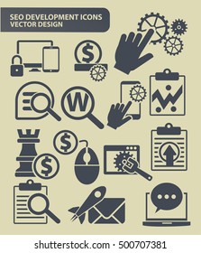 SEO development icon set,clean vector