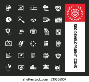 SEO development icon set,clean vector