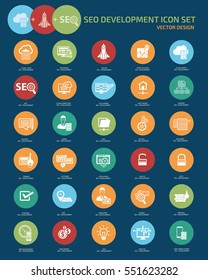 SEO Development icon set,clean vector