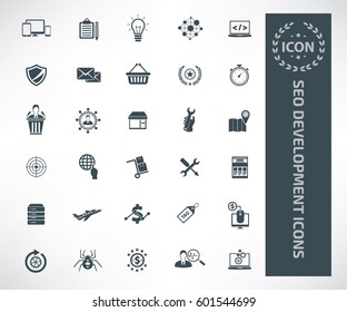 SEO development icon set,clean vector