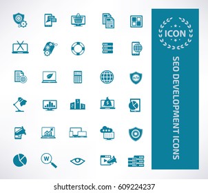 SEO development icon set,clean vector