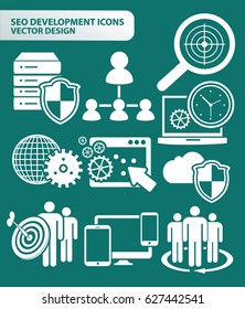 SEO development icon set,clean vector