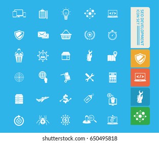 SEO development icon set,clean vector
