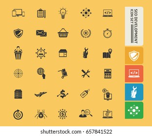 SEO development icon set,clean vector