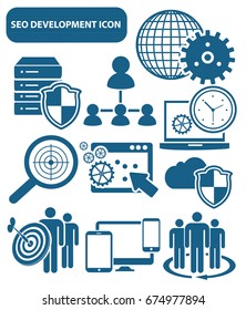 SEO development icon set,clean vector