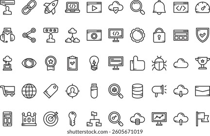 Seo development icons High-Quality Vector Icons Collection with Editable Stroke. Ideal for Professional and Creative Projects