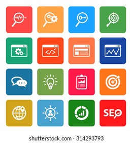 SEO and Development icons. Internet icon. Search engine tools. Vector. Illustration. EPS10