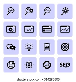 SEO and Development icons. Internet icon. Search engine tools. Vector. Illustration. EPS10