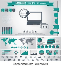 SEO and Development - icons set and infographics elements
