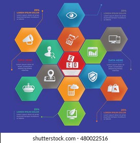 SEO development info graphic design on clean background,vector