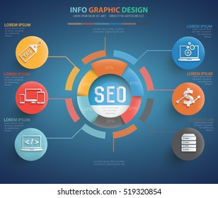 
SEO development info graphic design on blue background,vector