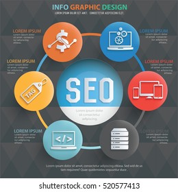 
SEO development info graphic design on clean background,vector