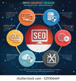 SEO development info graphic design on sky background,vector