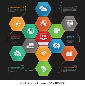 SEO development info graphic design,clean vector
