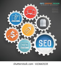SEO and development info graphics design,clean vector
