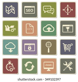 SEO and development label icons for web