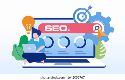 SEO development landing page website illustration flat design template 