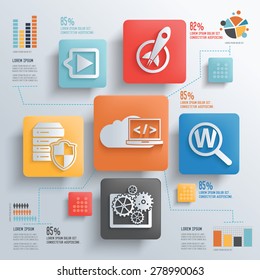 SEO development and marketing concept design clean background,clean vector