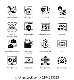 SEO, Development and Marketing Glyph Icons - Solid, Vectors