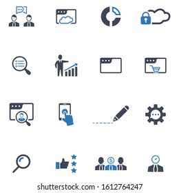 Seo Development Marketing Icon Set - Blue Version