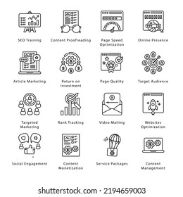 SEO, Development and Marketing Outline Icons - Stroked, Vectors