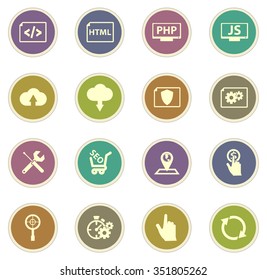 SEO and development stickers label icon set