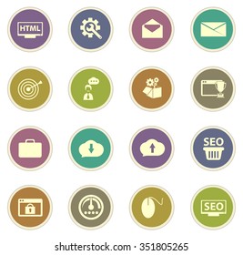 SEO and Development stickers label icon set