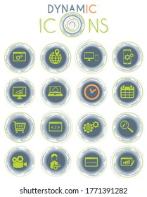 SEO and development vector icons on white background with dynamic lines for animation for web and user interface design