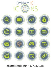 SEO and development vector icons on white background with dynamic lines for animation for web and user interface design