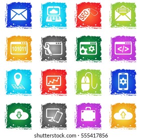 seo and development web icons in grunge style for user interface design