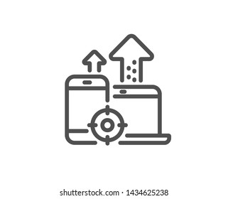 Seo devices line icon. Web targeting sign. Traffic management symbol. Quality design element. Linear style seo devices icon. Editable stroke. Vector