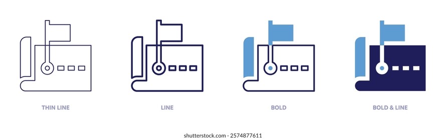 SEO differentiation icon in 4 different styles. Thin Line, Line, Bold, and Bold Line. Duotone style. Editable stroke.